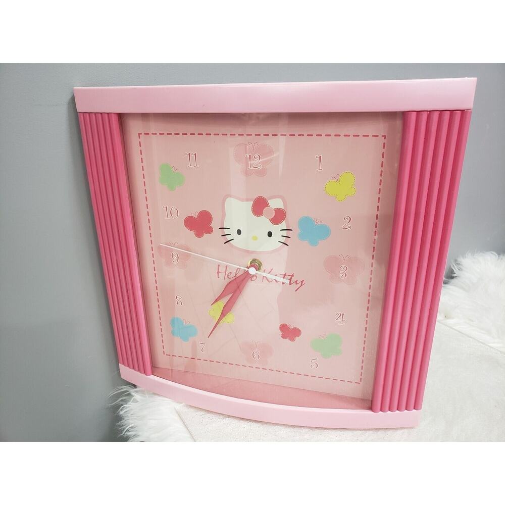Hello Kitty Pink Wall Clock Sanrio 2005 Y2K Bedroom Decor Girl Room Kid retro